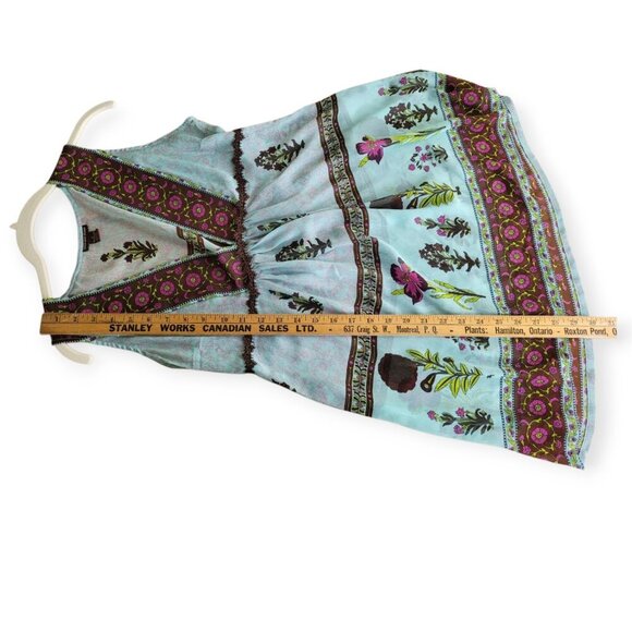 Y2K Blue Brown Semi Sheer Sleeveless Tunic Medium Coco and Chase Top - Picture 8 of 8